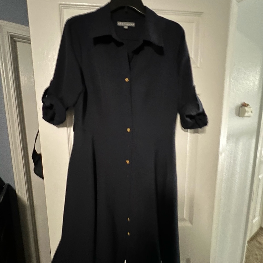 Sharagano Dark Blue Long Sleeve Dress